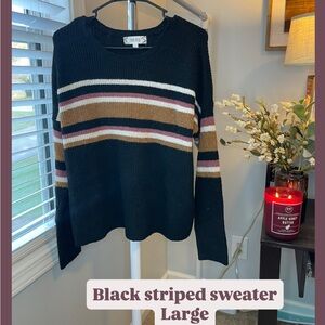 Black Striped Sweater - Large